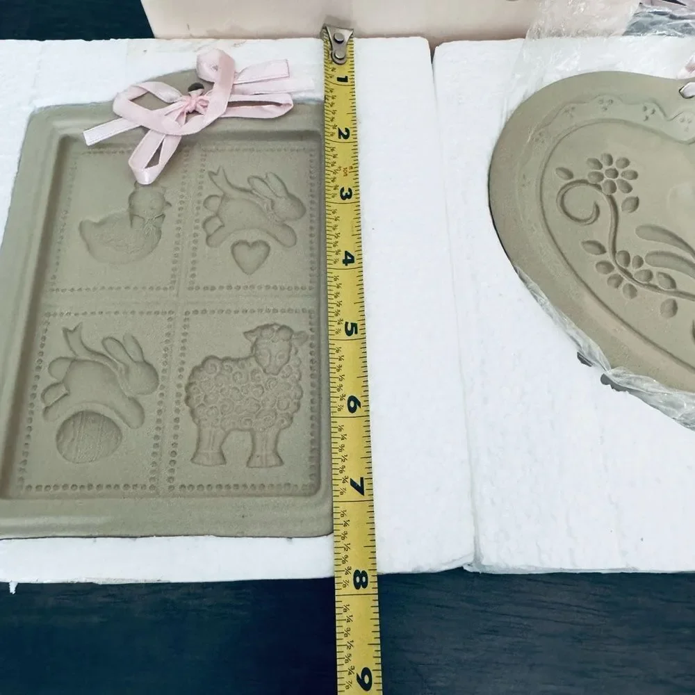 Vintage Spring Easter Heart Stoneware Cookie Molds Set